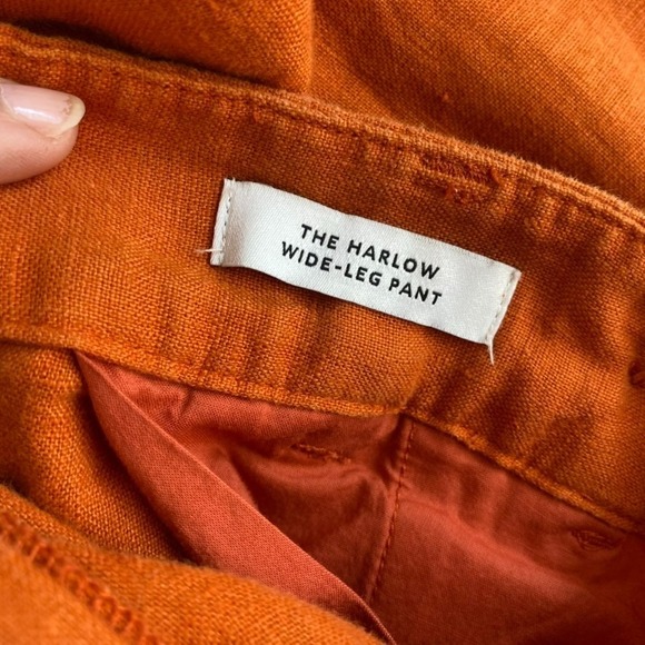 Madewell The Harlow Wide-Leg Pant Sz 4 Orange 100% Linen Coastal - Picture 8 of 11